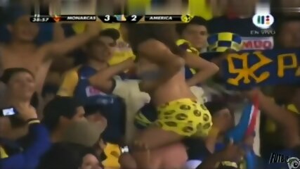 Football fan tits flashing caught on cam