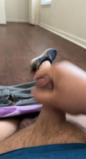 Chub jerks off and cums in empty house