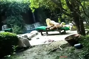 Lucky Guy Fucks a Hot Sexy Blonde Slut in Lingerie Outdoor