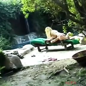 Lucky Guy Fucks a Hot Sexy Blonde Slut in Lingerie Outdoor