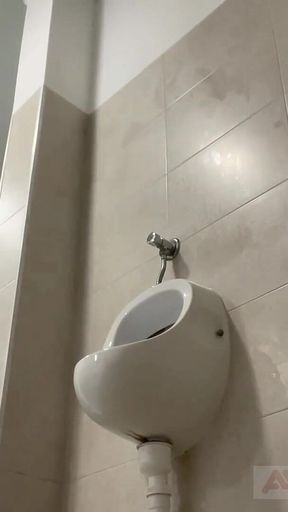 Amateur Twink Boy and Older Guy Caught Having Risky Fun in the Pool's Public Toilets