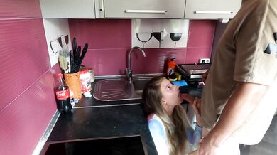 Blonde MILF gets gangbanged in her hot kitchen while husband stays late