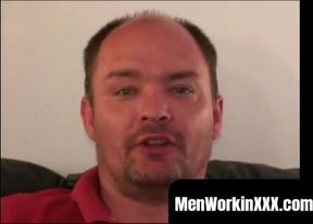 MenWorkinXXX.com - Chubby mature guy masturbates strongly and empties his balls compl