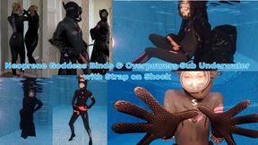 Neoprene Goddess Binds & Overpowers Sub Underwater with Strap on Shock - MP4 HD