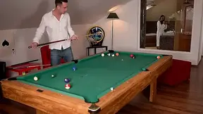 Mature Asian girl dominates nubile in rough pool table fuck