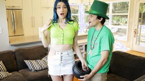 ”Blue haired Jewelz Blu is jumping on her friend's dick”