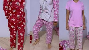 me pruebo mis pijamas para ver cual te gusta mas
