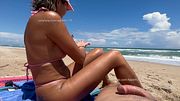84 Pink String Bikini Beach Creampie (Nude Beach, 4K) Hot Wife HD Natural Tits Real Sex Unscripted Authentic Intimate