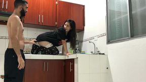 Fucking in the kitchen of my house while my stepdads are in the room HL