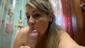 Two beautiful big boobs for a super blowjob with swallow