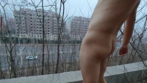 A Naked Gay Masturbating Outdoor
