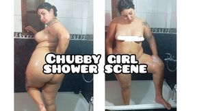 Chubby girl shower scene