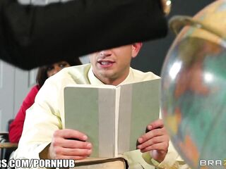 Large tit blond teacher gets taught a lesson in banging