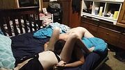 Eating my slut wife's pussy with her hands cuffed behind her back
