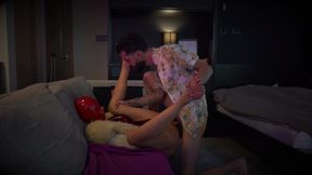 Kinky and sexy red mask fetish girl fucking in slow motion