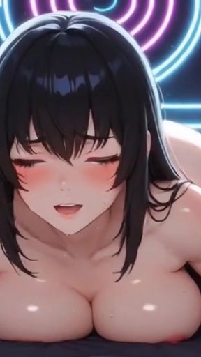 Cute anime girls posing on bed in front of you, Ai animation   Clip 2