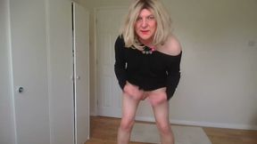 Little black off the shoulder dress and pantyhose