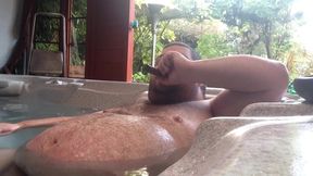 Gay bear smokin thick belly alone in hot tub nipples hard