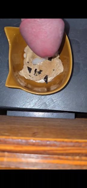 Cumshot on ice cream