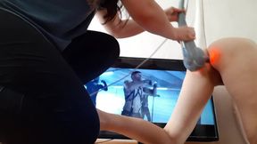 Lesbian Illusion: Vibrating Massager Anal Play