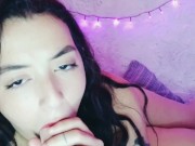 Curvy Latina Standing Squirt Pleasing Her Pussy With Big Dildo - Solo Busty Amateur Masturbation