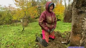 Gardening in a Klepper rain jacket and extra-long rubber boots (part 1) - 112