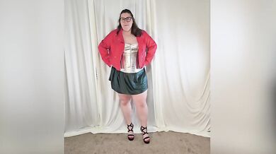 Tall BBW leather try on haul thick curvy milf strips for you