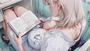 Blonde Nun Nurse! Lazy kneeling on the hospital bed, hand cupping her soft breast with a hazy gaze. Sunlight hits her silk stockings and she fixes her collar while throwing you dirty looks.