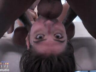 Hawt Anal queen Jazmine White doing double anal, double vaginal ,DP and footjob to 3 large men