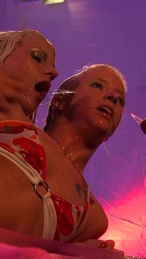 Tattooed MILF Slut with Fake Tits Squirts Her Pussy Raw!