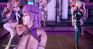 PinkCat striptease - Nyotengu, Ayane, Kasumi, Marie Rose, Honoka, Mai Shiranui DOA erotic dance