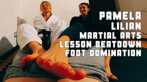 Pamela and Lilian martial arts lesso nbeatdown foot domination