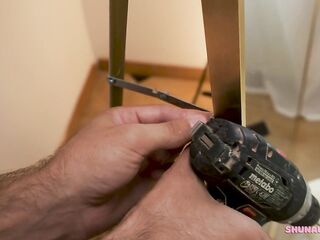 I asked him to aid me in the room and drilled him