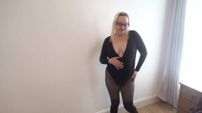 Wife works out in leotard