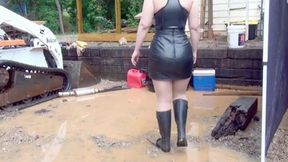 Mud Puddle in Boots Leather & Pantyhose hd - mov