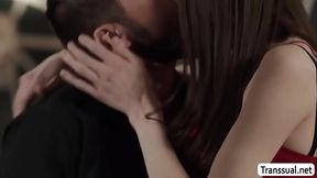 Tight tall shemale rimjob and analed by her Caring stepdad