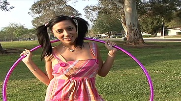 This cute teen isn't just good at hula hooping.