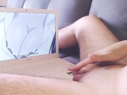Hot Guy Watches Hentai Jerk Off Big Dick and Moans With Pleasure Cum