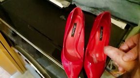 Red high heel my gf cum