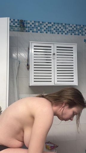 Breasts Lubricated and Massaged