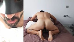 Moaning loudly while I push hard with my ass until I cum