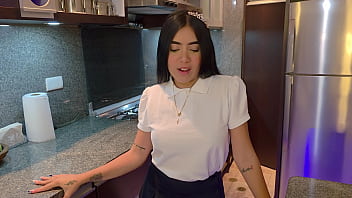 My stepdaughter comes home late because she&#039_s with her classmates, but she has no choice but to pay her punishment with sex