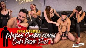 Nara and Syl Nifty makes cuck clean other men cum from their feet (720p EN-sub) Foot Humiliation - Cum Eating - Cum Humiliation - Foot Cuckold - Condom Fetish - Cum Swallower - Chastity Male - Beta Man