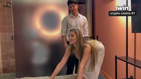 Blonde Bombshell Gags on Realtor Big Dick Fucked Raw for Rent Discount