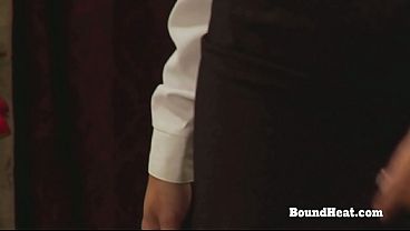 Busty bound lesbian slave takes merciless punishment from domatrix mistress