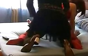 Sissy red lingerie fuck