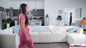 Latina stepsister kinky Haloween fucking and teen enjoyed stepbros dick