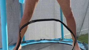 Peeing while jumping on the Trampoline