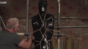 Sub twink wrapped up as a present by his dick sucking master