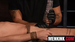 Bound Theo Diesel taken down by Ray Diesels big enormous penis